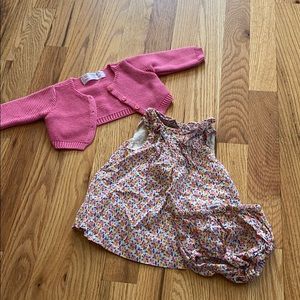 Zara mini pink cardigan, dress and diaper cover,